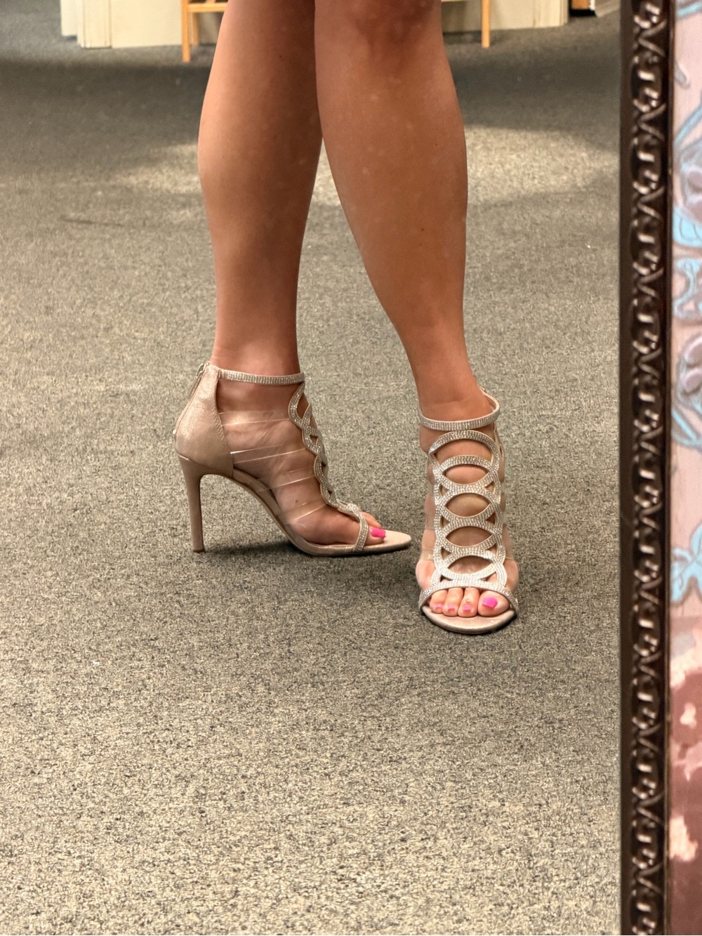 Jessica Simpson Silver Rhinestone Cage Heels - Picture 5 of 11